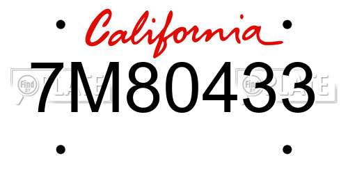 7M80433 California License Plate
