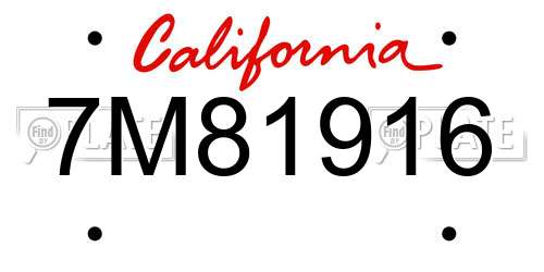 7M81916 California License Plate