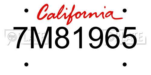 7M81965 California License Plate