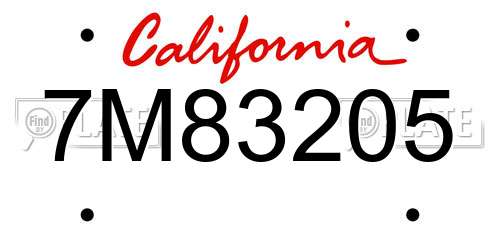 7M83205 California License Plate