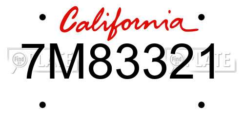 7M83321 California License Plate
