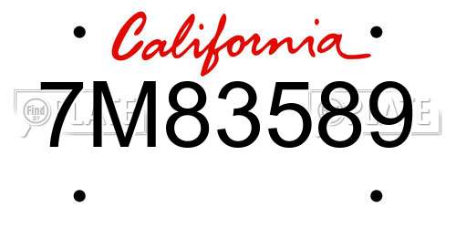 7M83589 California License Plate