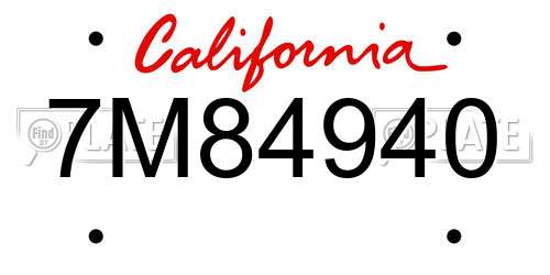 7M84940 California License Plate