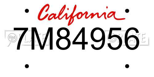 7M84956 California License Plate