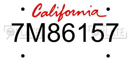 7M86157 California License Plate