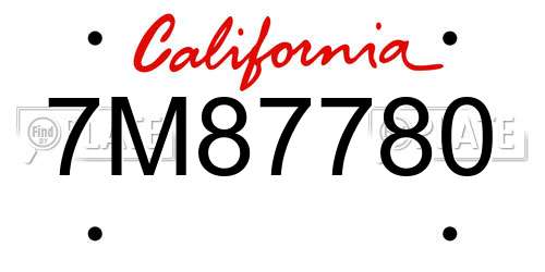 7M87780 California License Plate