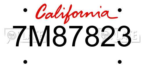 7M87823 California License Plate
