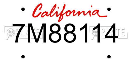 7M88114 California License Plate
