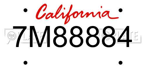 7M88884 California License Plate