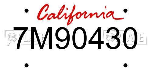 7M90430 California License Plate