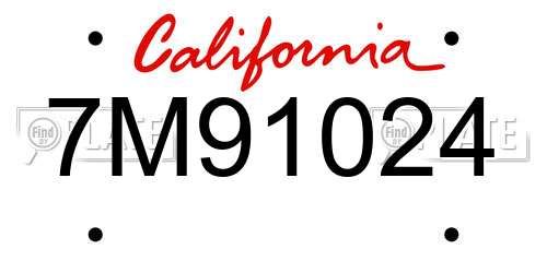 7M91024 California License Plate