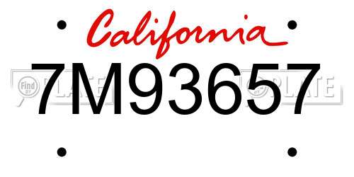 7M93657 California License Plate