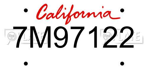7M97122 California License Plate
