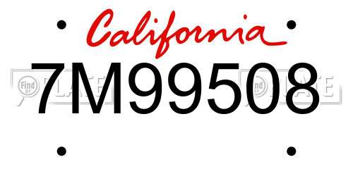 7M99508 California License Plate