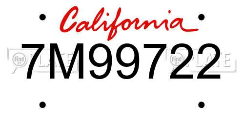 7M99722 California License Plate