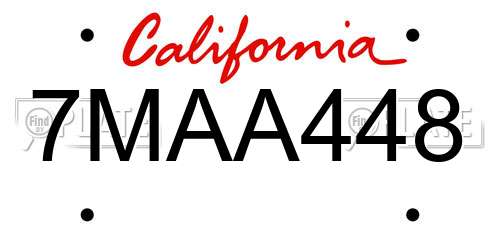 7MAA448 California License Plate