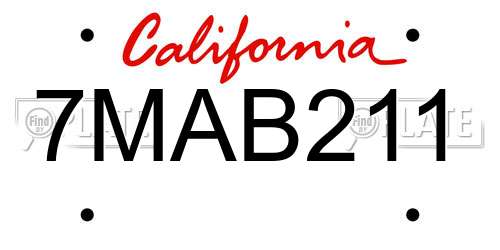 7MAB211 California License Plate