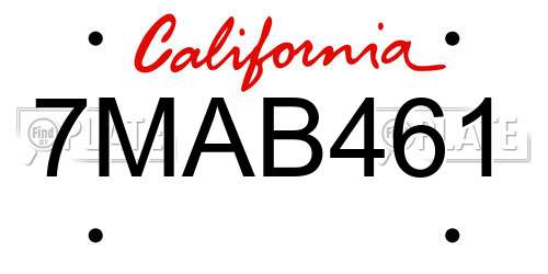 7MAB461 California License Plate