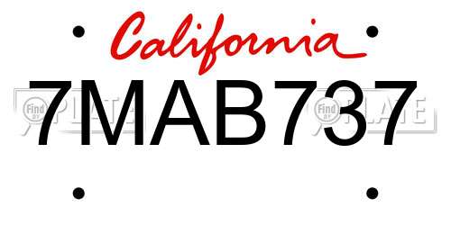 7MAB737 California License Plate