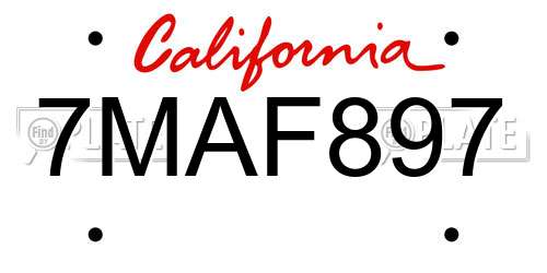 7MAF897 California License Plate