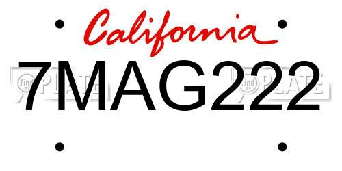 7MAG222 California License Plate