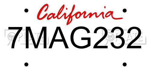 7MAG232 California License Plate