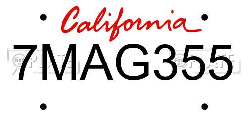 7MAG355 California License Plate