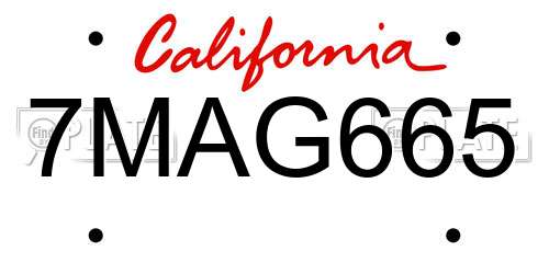 7MAG665 California License Plate