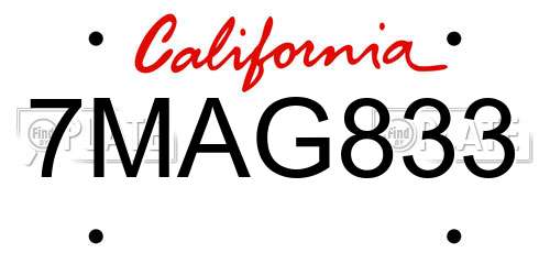 7MAG833 California License Plate