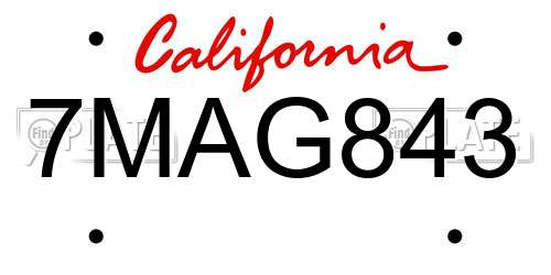 7MAG843 California License Plate