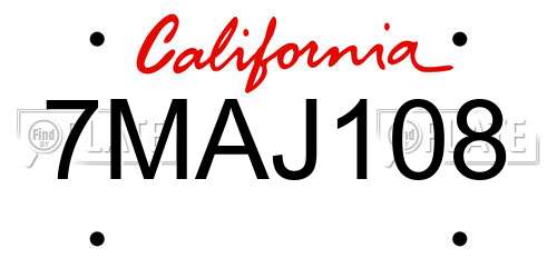 7MAJ108 California License Plate