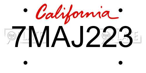 7MAJ223 California License Plate