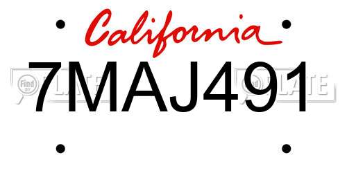 7MAJ491 California License Plate