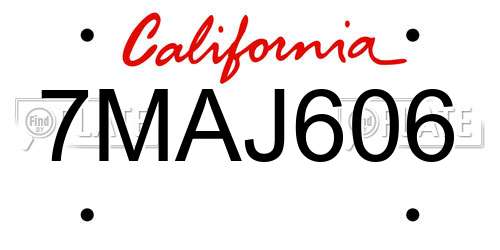 7MAJ606 California License Plate