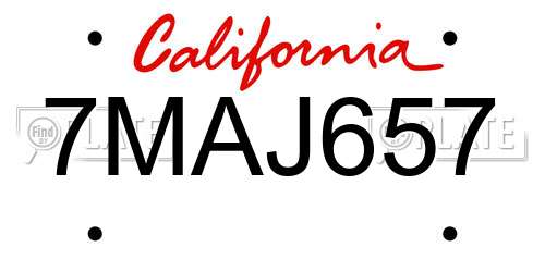 7MAJ657 California License Plate