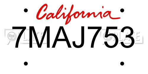 7MAJ753 California License Plate