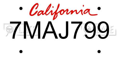7MAJ799 California License Plate