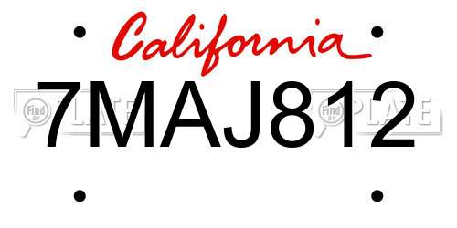 7MAJ812 California License Plate