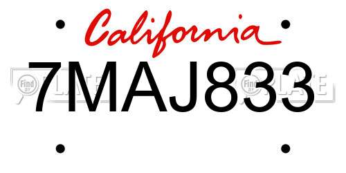 7MAJ833 California License Plate