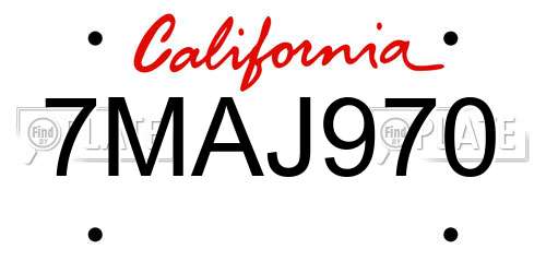 7MAJ970 California License Plate