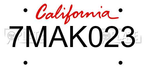 7MAK023 California License Plate
