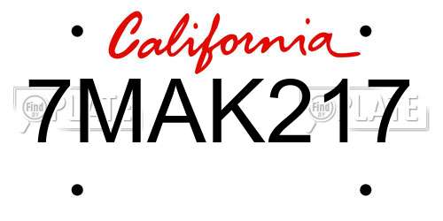 7MAK217 California License Plate