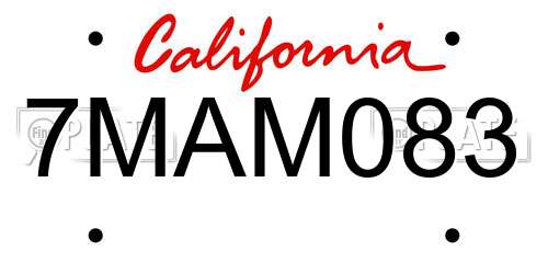 7MAM083 California License Plate