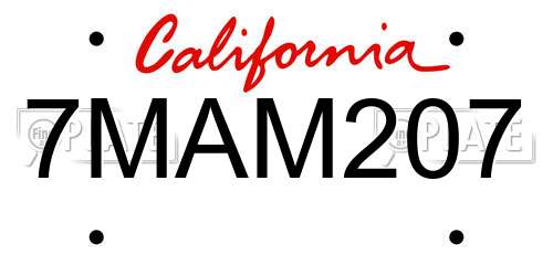 7MAM207 California License Plate