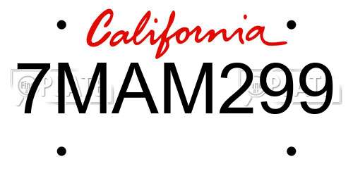 7MAM299 California License Plate