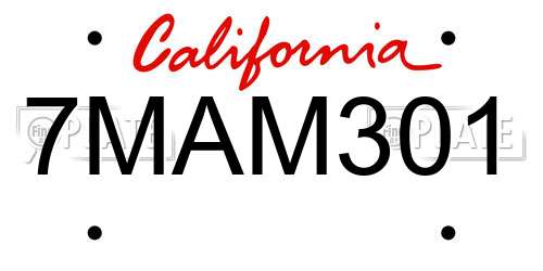 7MAM301 California License Plate
