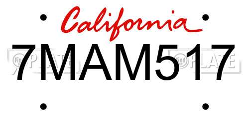 7MAM517 California License Plate