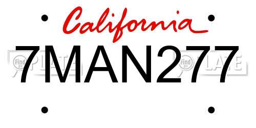 7MAN277 California License Plate