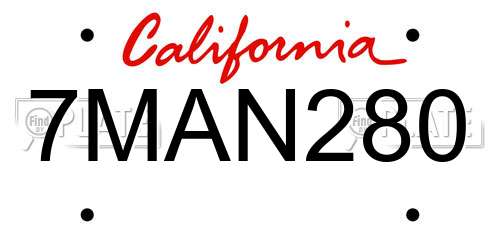 7MAN280 California License Plate