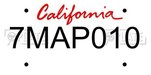 7MAP010 California License Plate